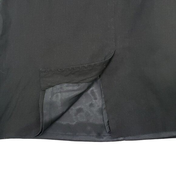 T Tahari Black Knee-Length Pencil Skirt Back Pockets & Zip Closure Linen Blend - Picture 6 of 7